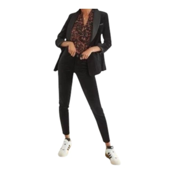 CAbi Pants - CAbi 4073 Gala Velvet Pants Women 10 High Rise Stretch Cotton Zip Closure Black